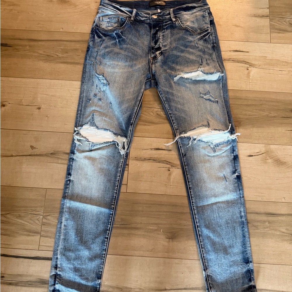 AMIRI Men’s 34x34 Faded Blue Denim Skinny Jeans indigo